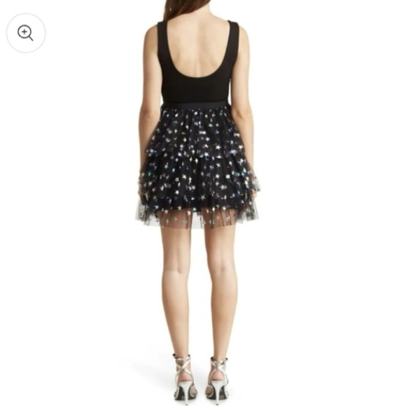 NWT Betsey Johnson Rainbow Star Metallic Tiered Tulle Mini Dress Whimsical Sz S - Picture 3 of 14